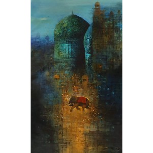 A. Q. Arif, 24 x 42 Inch, Oil on Canvas, Cityscape Painting, AC-AQ-477